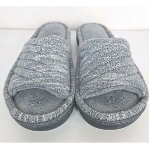 Isotoner Andrea Space Knit Slide Slipper Black Gray Women Size 6.5-7 US